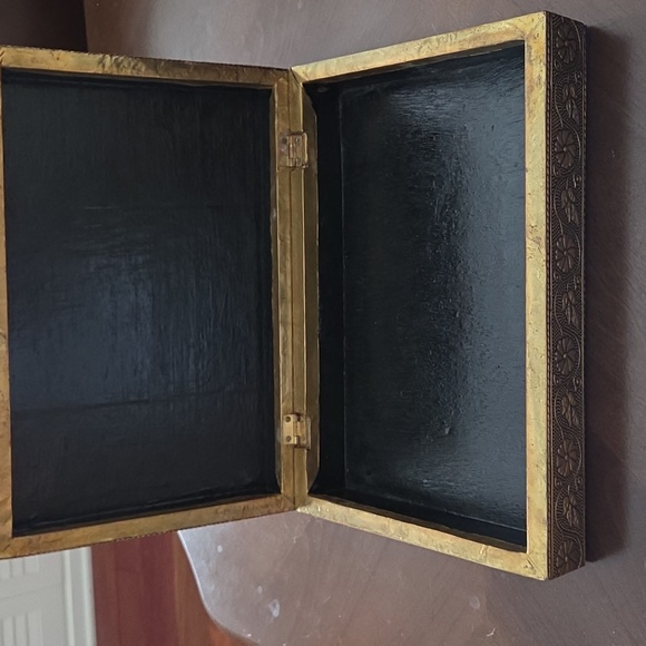 Gold Colored Decorative Box with Elephant Design - Picture 2 of 4